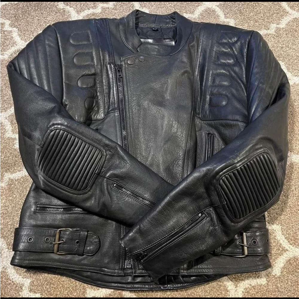 Leather motorcycle jacket mens
